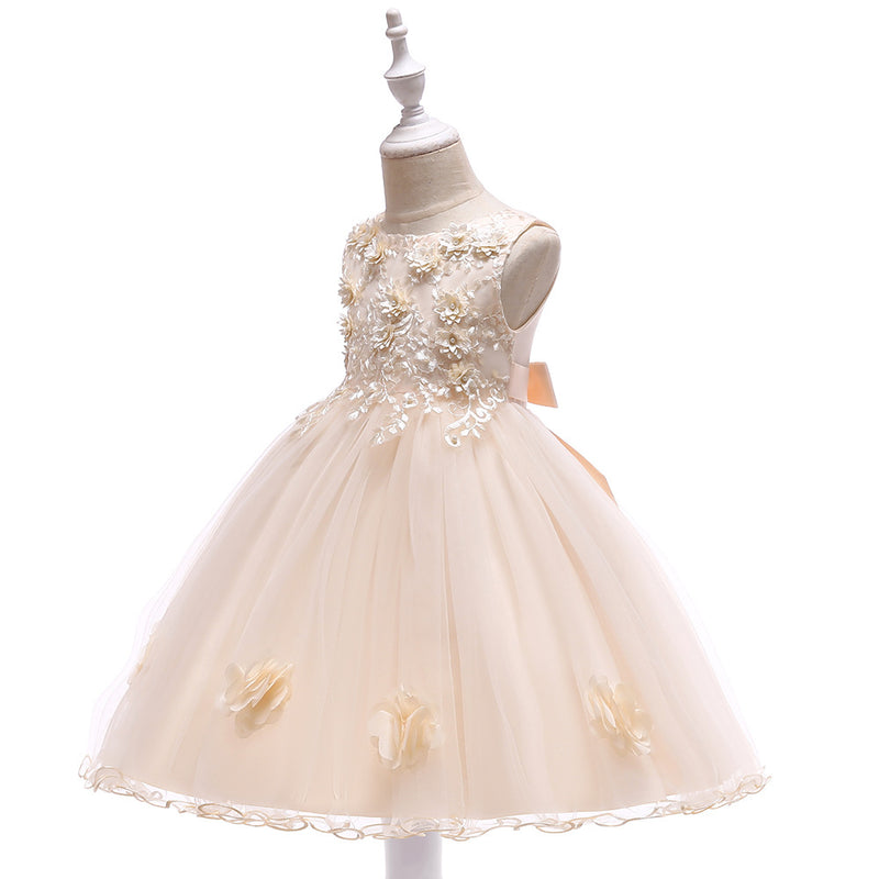 Girls Wedding Dress Tutu Skirt New Handmade Flower Mesh