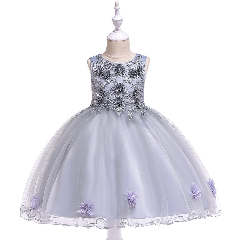 Girls Wedding Dress Tutu Skirt New Handmade Flower Mesh