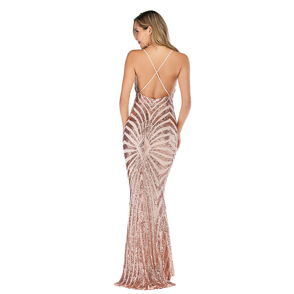Off-the-shoulder sequin party party evening dress