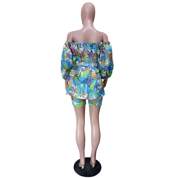 European And American Fashion Chest Wrap Small Floral Shorts Two Sets